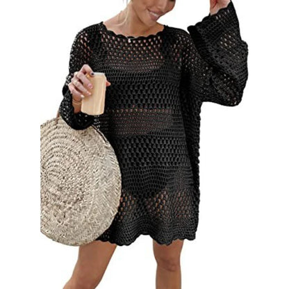 Summer Women's Crochet Swim Cover-Up Knit Pullover Beach Dress Swimwear Bathing Suit for Beach & Pool