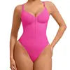 Cross-border E-commerce Bestseller European American-style Sexy High-elasticity Nylon Polyamide Zip-up Bodycon Jumpsuit V-neck