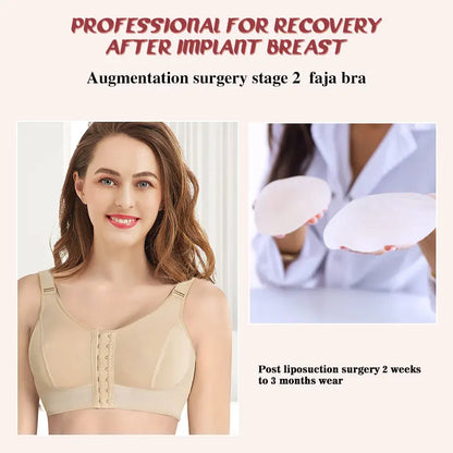 Private Label Custom Logo Adjustable Hooks up Chest Breast Augmentation Surgery Stage 2 Faja Bra