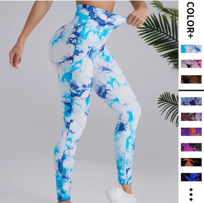 Yoga Leggings Seamless Butt Scrunch Leggings Booty Tie Dye Soft Tights Women Push up Yoga Pants Leggings for Women