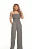 TS1035 Trendy Summer Jumpsuit Women Casual Strapless Sleeveless Pleated Wide Leg One Piece Jumpsuits With Pocket