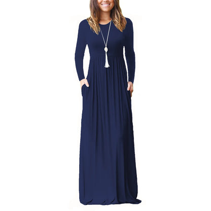 Female Solid Long Boho Dress Lady Beach Summer Sundrss Maxi Dress Women's Sleeveless Solid Color Pocket Dress Vestido De Verano