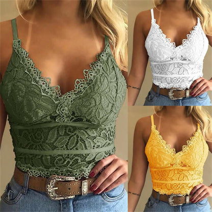 Fashion Brand Women's Lace Floral Bralette Unpadded Plunge Bustier Crop Top Adjusted Straps Party Decoration Crop Top Bra Set