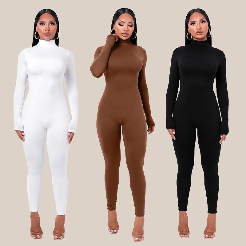 Custom LOGO Fall Solid Long Sleeves Yoga Rompers Women Ladies Jogging Wear 2023 New Style One Piece Stretch Bodycon Jumpsuit