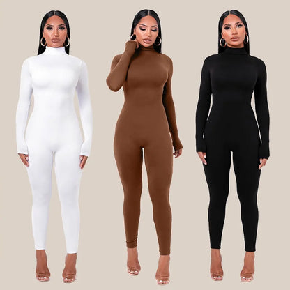 Custom LOGO Fall Solid Long Sleeves Yoga Rompers Women Ladies Jogging Wear 2023 New Style One Piece Stretch Bodycon Jumpsuit