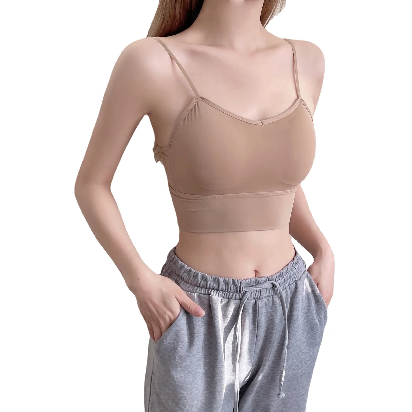Custom Wholesale Wireless Summer Solid Pure Soft Youth Bra  Woman Underwear Comfortable Strap Silk Padded Bra