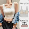 XIYU Women Fashion Slim Fit Tank Top With Built-in Padded Bra Solid Color Short Style Cami for Daily Wear