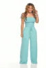 TS1035 Trendy Summer Jumpsuit Women Casual Strapless Sleeveless Pleated Wide Leg One Piece Jumpsuits With Pocket