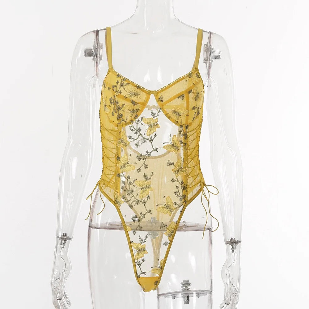 High Quality Women Sleepwear Skinny Lace Flower Embroidered Strap Lingerie for Women's Sexy Underwear Panties