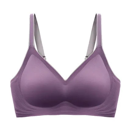 Women's Sexy U Shaped Laser Cut Bra Beautiful Back Seamless Wire-Free Convertible Straps Solid Pattern One-Piece Button Knitted