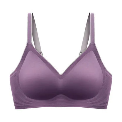 Women's Sexy U Shaped Laser Cut Bra Beautiful Back Seamless Wire-Free Convertible Straps Solid Pattern One-Piece Button Knitted