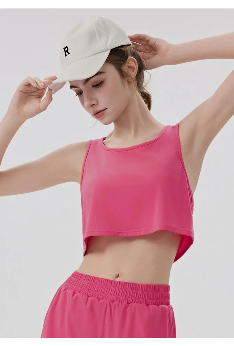 Wholesale Summer Cooling Sleeveless Leisure Crop Tops Training Comfortable Quick Dry Workout T-shirts Gym Tank Top
