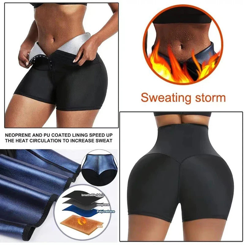 Custom High Waist Women's Elastic Training Shorts Body Shaper Biker Sweat Trainer Leggings for Home Yoga Weight Loss Sauna Pant