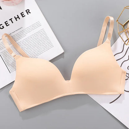 Fashion Girls Cheap Bras Comfortable Padded Wire Free Thin Breathable 3/4 Cup One-Piece Smooth T-Shirt Bra Asian Girls