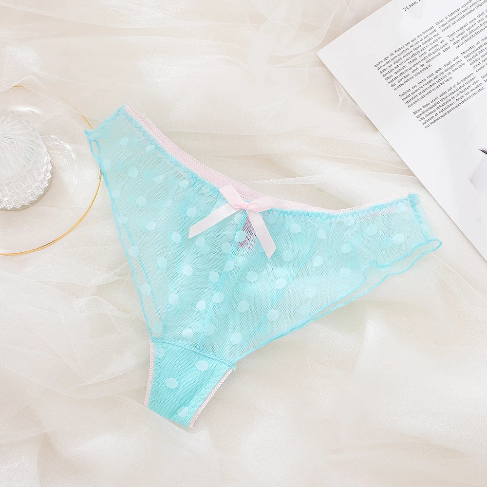 Popular Creative Sexy Hot Erotic Mid-Waist Ultra-Thin Low-Rise Women's Bikini Nightdress Underwear Mesh Breathable Seamless