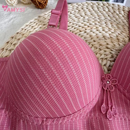 3308# High Quality 36-42 Women's Summer Brassiere Fashion Striped Wireless Brassiere Adjustable Cotton Convertible Straps Bra