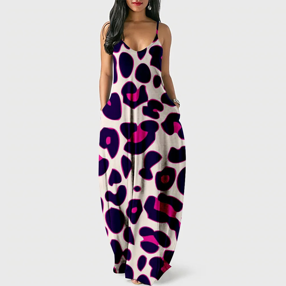 New Arrival Women Summer Clothing Earth Prints Long Maxi Dress Luxury Beachwear Clothes Plus Size 4XL Women's Cami Sun Dresses