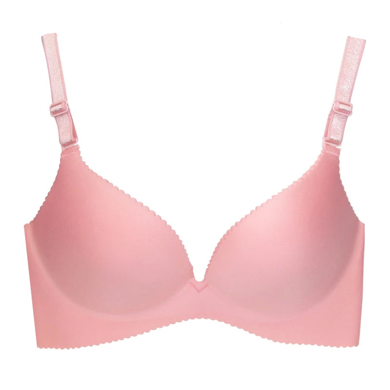 Dropshipping Girls Fashion Simple Solid Color Push up Wireless Plus Size Comfort Women Stylish T-shirt Seamless Bra