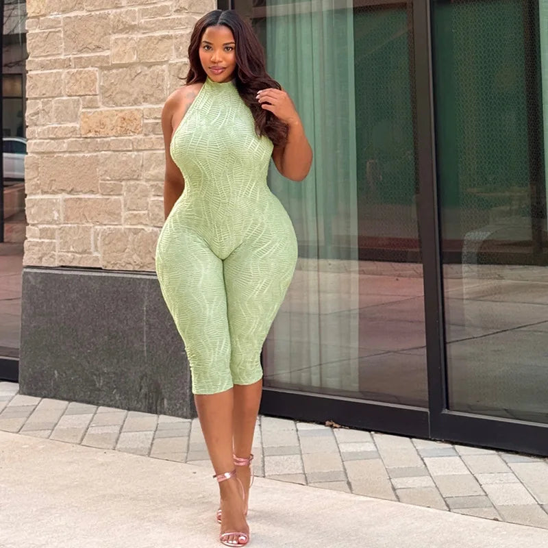 New Fashion Sleeveless Jumpsuits for Women Solid Color Sexy Halter Backless Slimming Jumpsuits Women Rompers