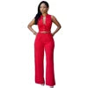 New Single-breasted Sleeveless Lapel High Waist Including Belt Women's Wide-leg Jumpsui