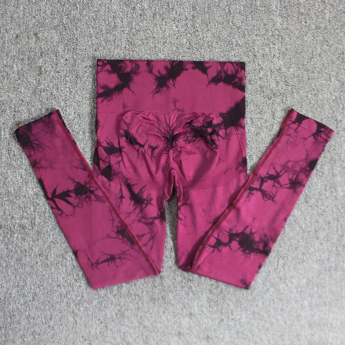 Seamless High Waist Yoga Tights Women Tie-Dye Ruched Butt Lifting Sports Leggings