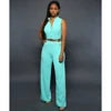 New Single-breasted Sleeveless Lapel High Waist Including Belt Women's Wide-leg Jumpsui