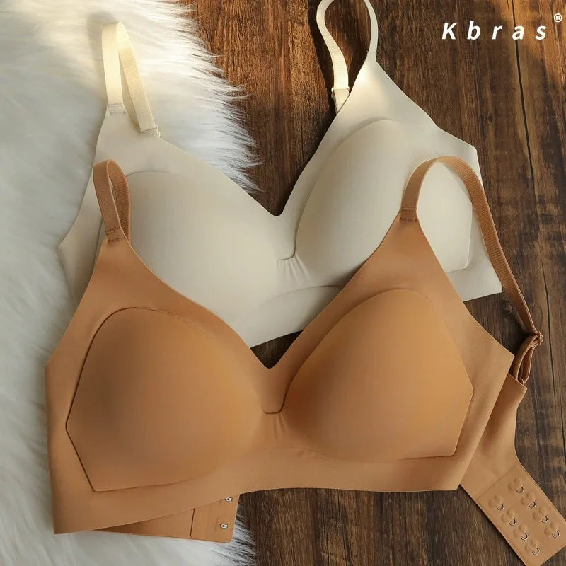 New Color Latex Underwear Gradient Jelly Bras Strap Anti-skipping Bra Wireless Backless for Women 6 Colors Available