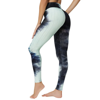 Hot Selling Tie Dye Scrunch Butt Yoga Leggings Women Push up Sports Fitness High Waist Bubble Yoga Pants Leggings