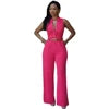 New Single-breasted Sleeveless Lapel High Waist Including Belt Women's Wide-leg Jumpsui