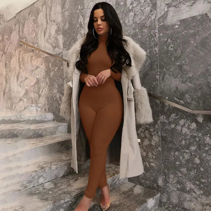 Custom LOGO Fall Solid Long Sleeves Yoga Rompers Women Ladies Jogging Wear 2023 New Style One Piece Stretch Bodycon Jumpsuit