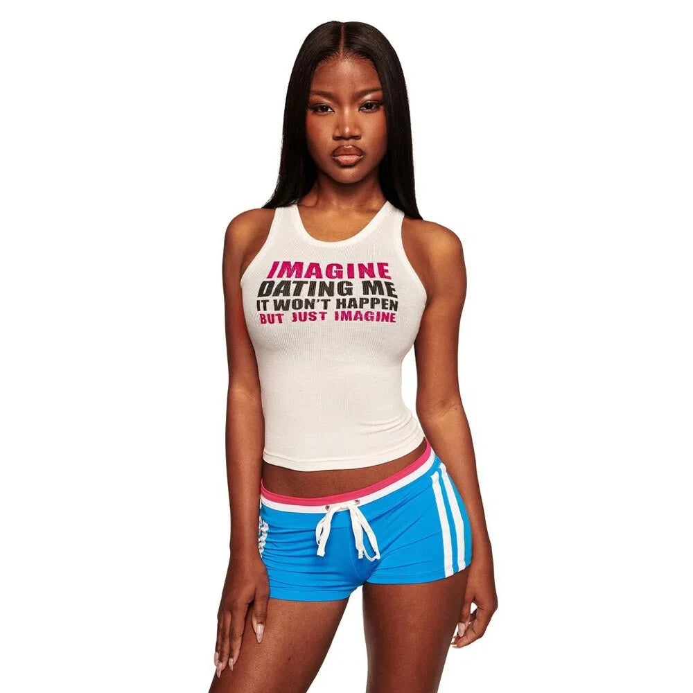 Hot Letter Printed Tank Tops Women Sexy Sports Casual Camisole Top Streetwear T Shirts Lady
