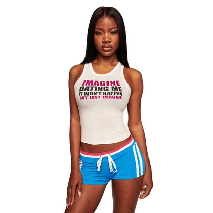 Hot Letter Printed Tank Tops Women Sexy Sports Casual Camisole Top Streetwear T Shirts Lady