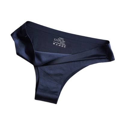 Low Waist Seamless Ice Silk Nylon Panties Women Breathable Sexy Luxury Ladies Nylon Thong Brief Underpants Factory Price