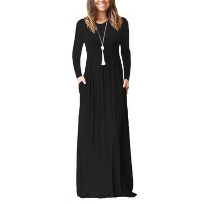 Female Solid Long Boho Dress Lady Beach Summer Sundrss Maxi Dress Women's Sleeveless Solid Color Pocket Dress Vestido De Verano