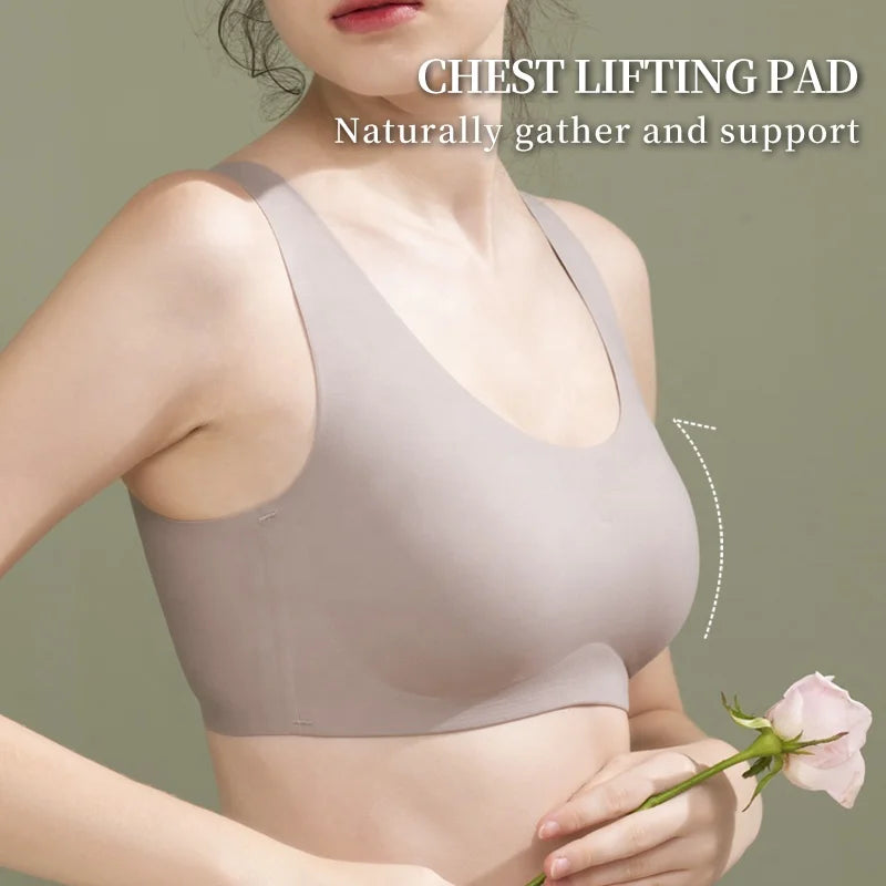 Women Lingerie 2021 Solid Color Full Cup Women Gather Adjustable Jelly Bras Wireless Beauty Back Sleep Bra
