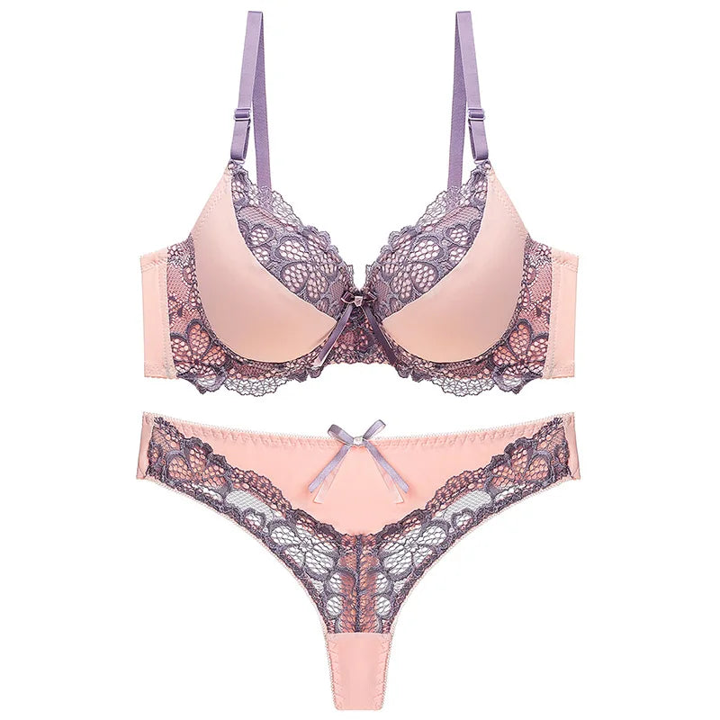 2022 New Fashionable 36 Bra Size Lace Bra New Design Sexy Padded Cheap Bra Set