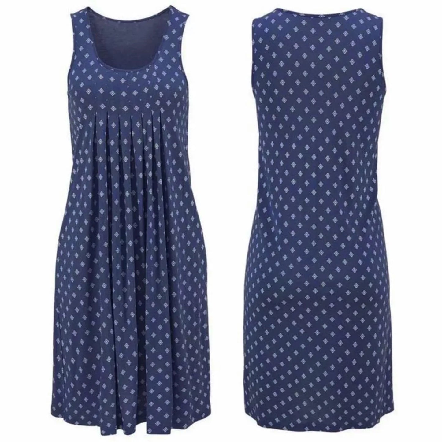 Summer New Sleeveless Round Neck Temperament Print Large Size Women's Dress