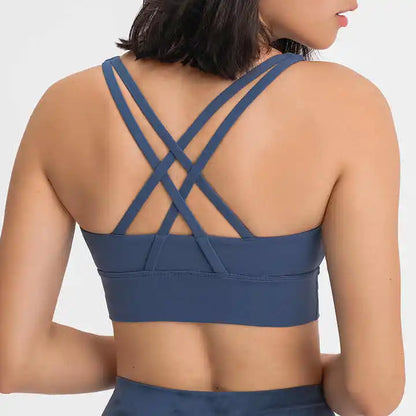 Women High Impact Fitness Yoga Wear Sexy Cross Back Sport Bra Top Fitness Wholesale