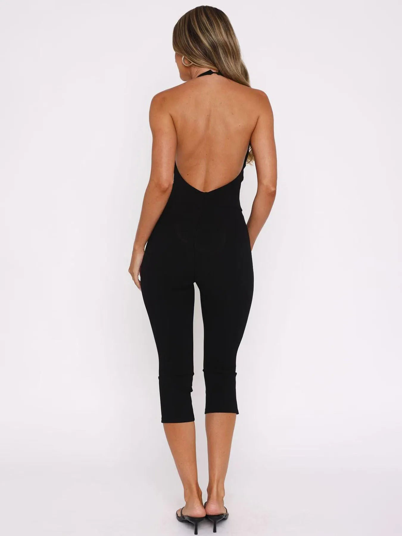 Sexy Cami Jumpsuit for Women 7/8 Length Pants Stretch Soft Bodysuit Casual Sporty Comfy Daily Wear Slim One Piece Outfit