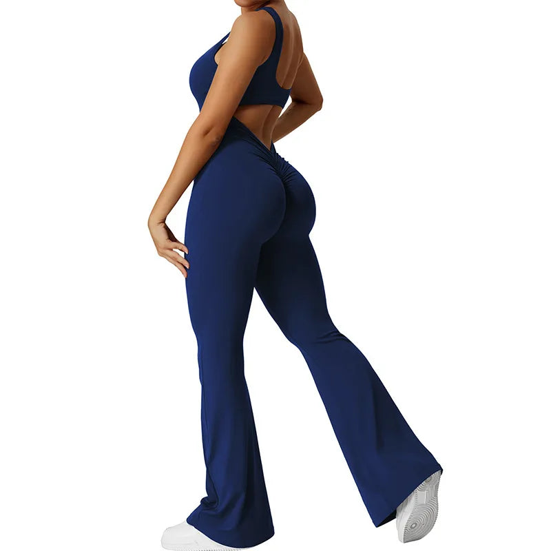 Women's Backless Yoga Jumpsuit Push up Yoga BodySuits Gym Fitness Workout Clothes Sportswear One Piece Tracksuit Shapewear