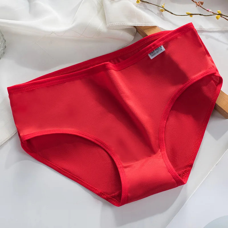 Nylon Milk Silk Teen Briefs Solid Color Mid Waist Breathable Knit Underwear Multi Colors L XL XXL All Season Daily Wear