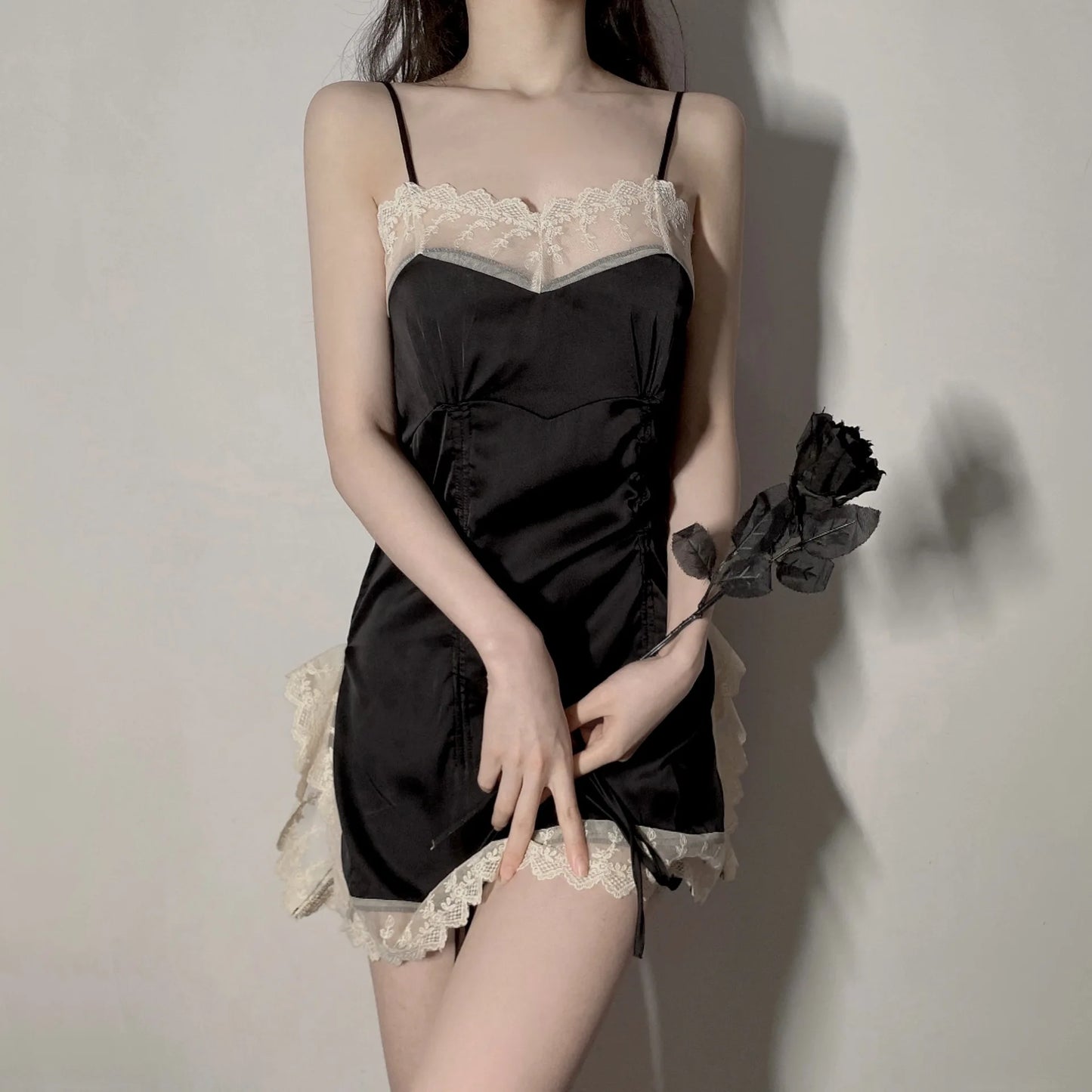 Factory Wholesale Embroidery Lace Designs Best Selling Plus Size Pyjamas Women's Satin Sleepwear