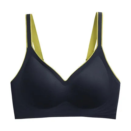 Women's Sexy U Shaped Laser Cut Bra Beautiful Back Seamless Wire-Free Convertible Straps Solid Pattern One-Piece Button Knitted