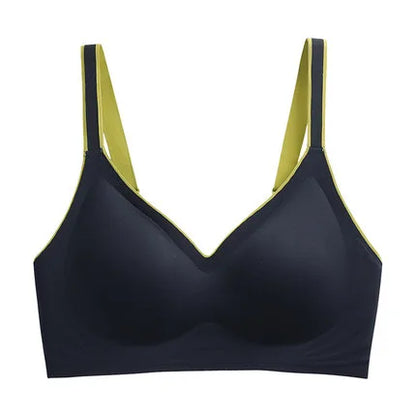 Women's Sexy U Shaped Laser Cut Bra Beautiful Back Seamless Wire-Free Convertible Straps Solid Pattern One-Piece Button Knitted
