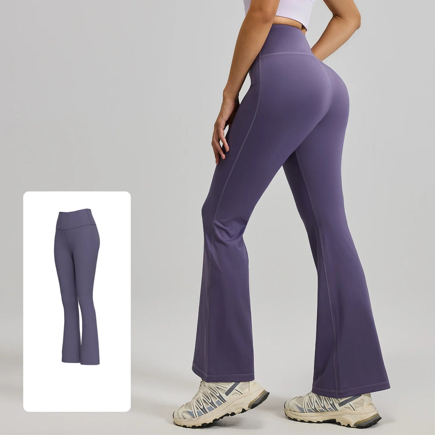 Women's XL Yoga Flared Pants High Waist Quick-Drying Breathable Hip-Lifting Wide Leg Pilates Elastic Waist Closure Solid Pattern