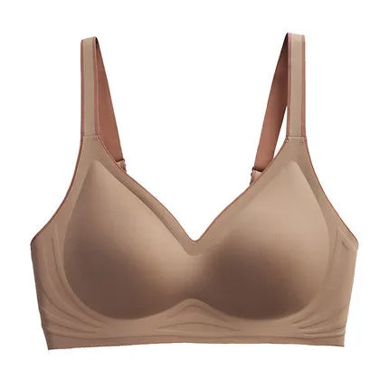 Women's Sexy U Shaped Laser Cut Bra Beautiful Back Seamless Wire-Free Convertible Straps Solid Pattern One-Piece Button Knitted