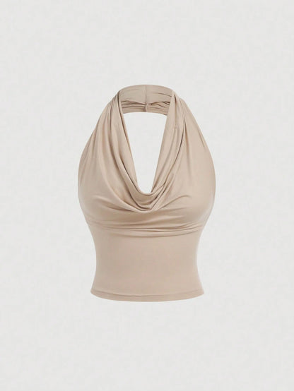 New European and American Women's Fashion, Sexy Hot Girl Style All-Match Halter Tank Top with Sweetheart Neck