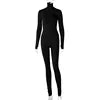 Custom LOGO Fall Solid Long Sleeves Yoga Rompers Women Ladies Jogging Wear 2023 New Style One Piece Stretch Bodycon Jumpsuit