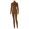 Custom LOGO Fall Solid Long Sleeves Yoga Rompers Women Ladies Jogging Wear 2023 New Style One Piece Stretch Bodycon Jumpsuit