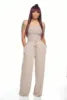 TS1035 Trendy Summer Jumpsuit Women Casual Strapless Sleeveless Pleated Wide Leg One Piece Jumpsuits With Pocket